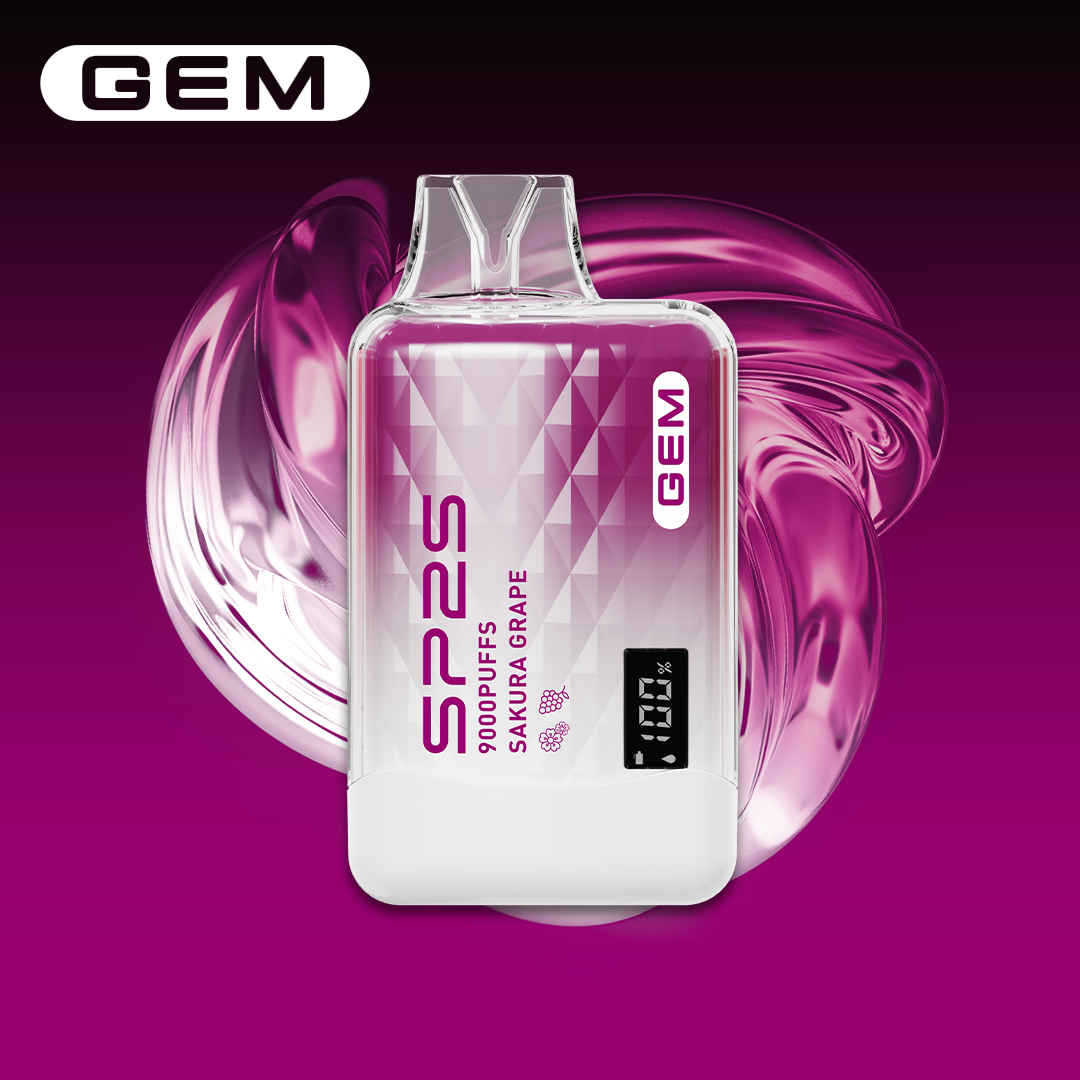 SP2 思博瑞 GEM 一次性電子煙｜櫻花葡萄口味・拋棄式電子菸・約 9000 口・數字屏顯示