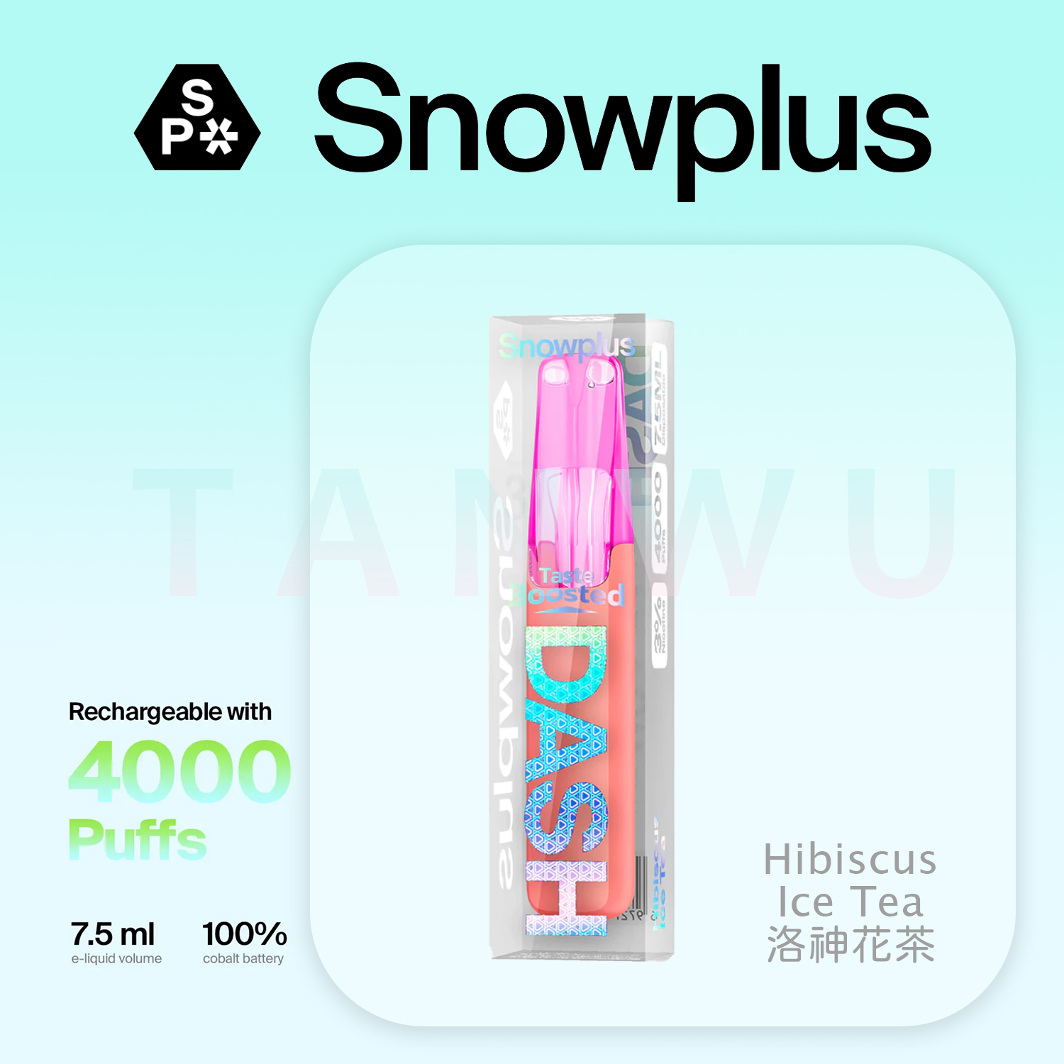 Snowplus 鴨嘴獸 Dash 一次性電子煙｜洛神花茶口味・拋棄式電子菸・4000口大容量